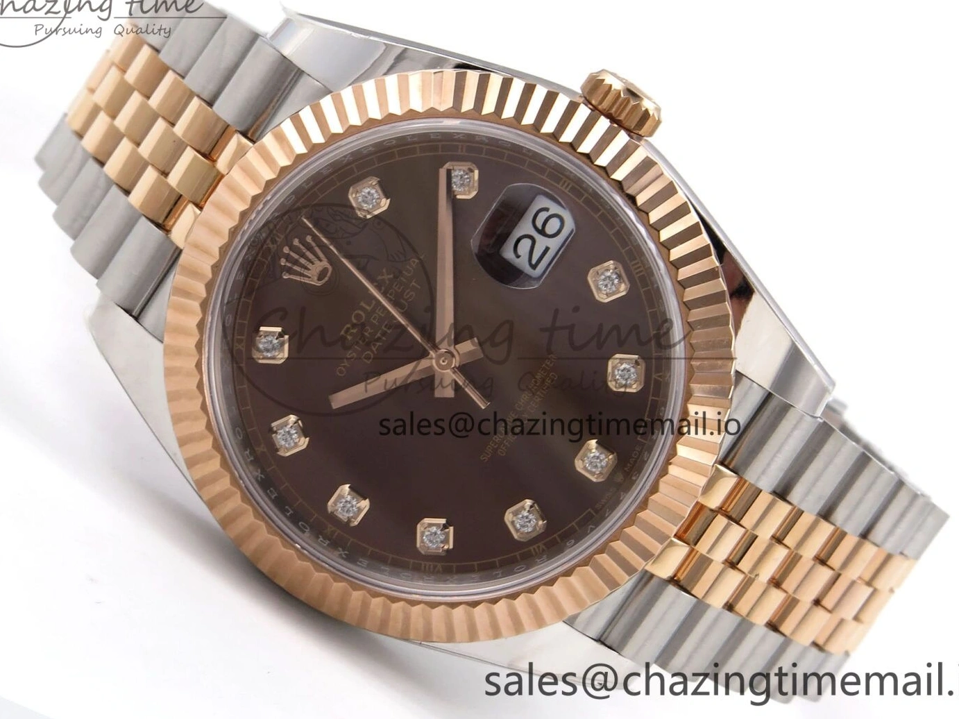 Good Copy Rolex Watches SH3235（Gain ARF Edition 126331 SS Brown DateJust Bracelet 1111 on RG Jubilee 1:1 41 Diamonds 904L Best Thermal Steel Weight） Dial 1230